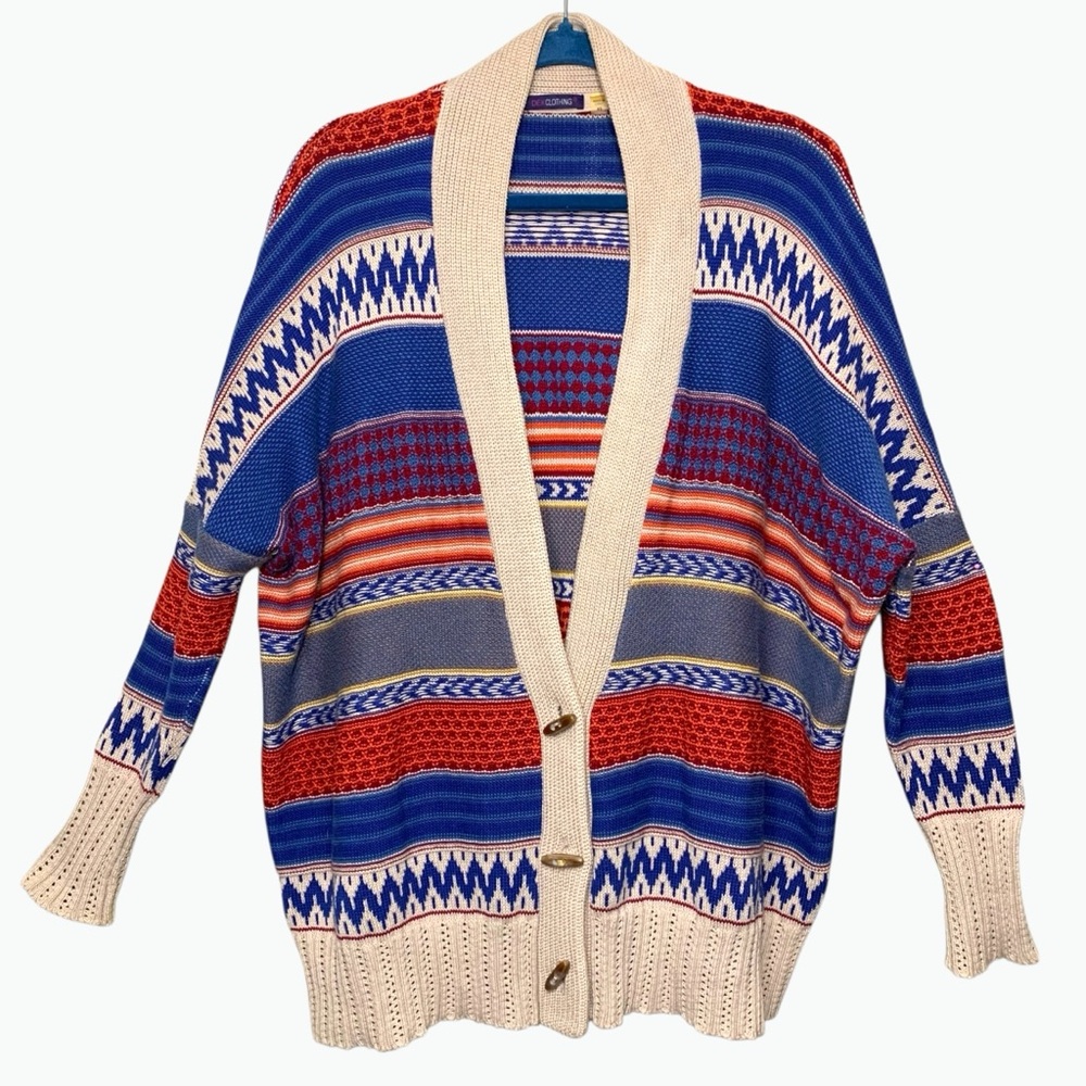 Dex Knit Cardigan Southwestern Sz XS (Real XL) Oversized Slouchy Toggle Button
